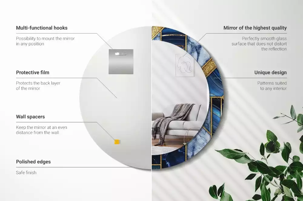 Oglindă cu decor rotundă Marmură modernă