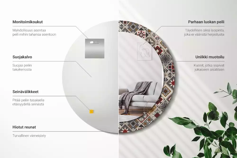 Oglindă rotundă ramă cu imprimeu Model turcesc