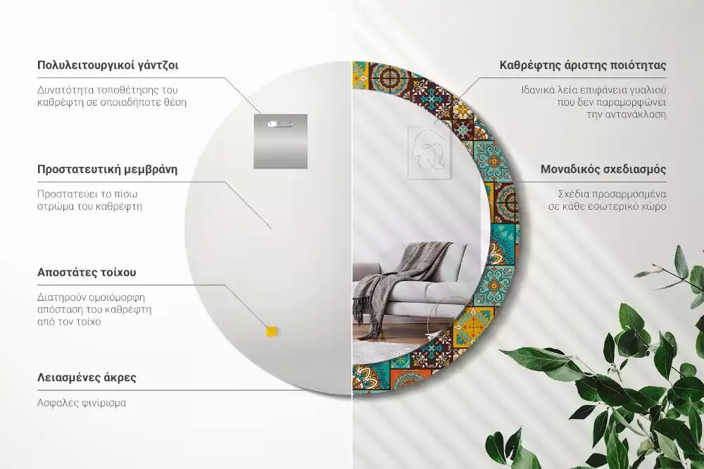 Oglindă cu decor rotundă Model arab