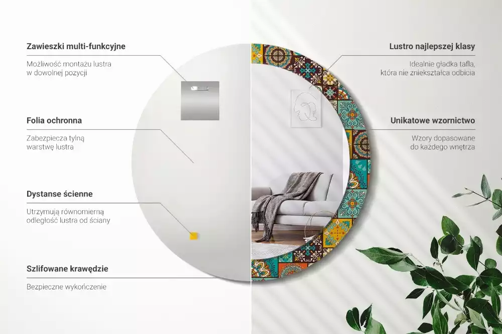 Oglindă cu decor rotundă Model arab