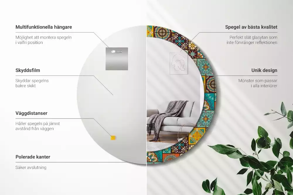 Oglindă cu decor rotundă Model arab