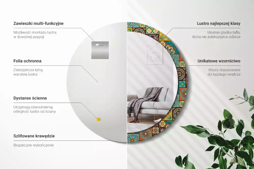 Oglindă cu decor rotundă Model arab