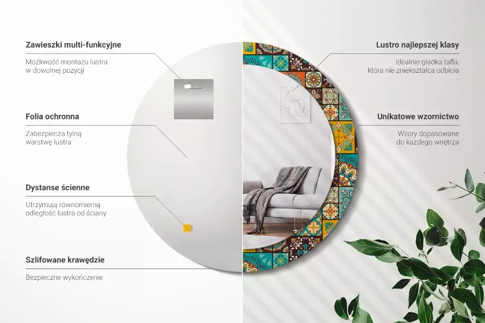 Oglindă cu decor rotundă Model arab