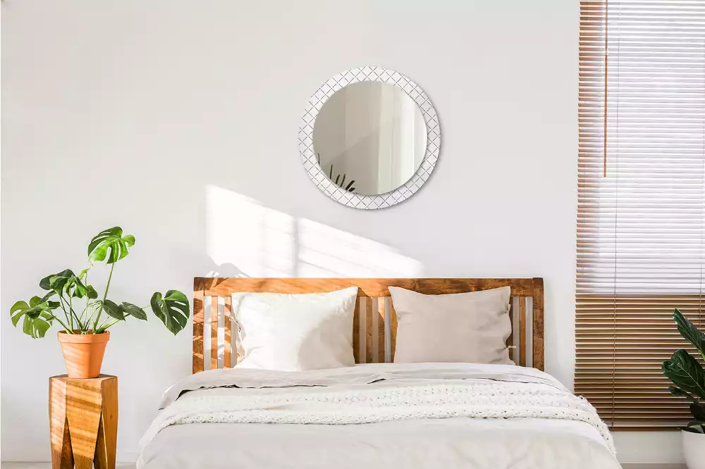 Oglindă rotundă ramă cu imprimeu Linii transversale