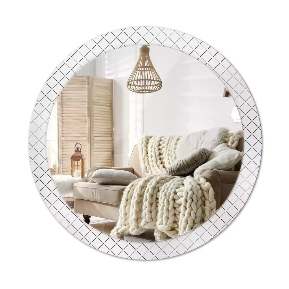 Oglindă rotundă ramă cu imprimeu Linii transversale