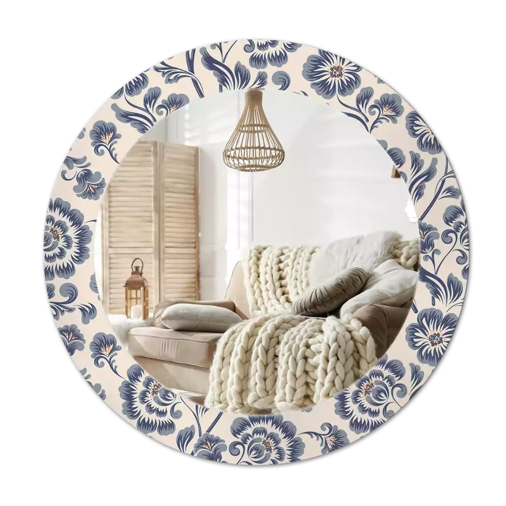 Oglindă rotundă ramă cu imprimeu Model floral