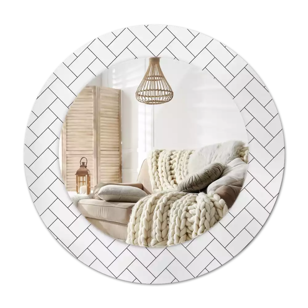 Oglindă cu decor rotundă Model chevron