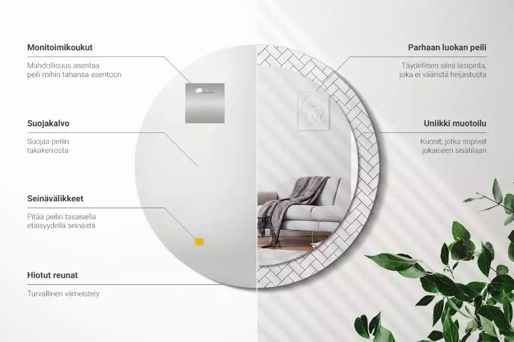 Oglindă cu decor rotundă Model chevron