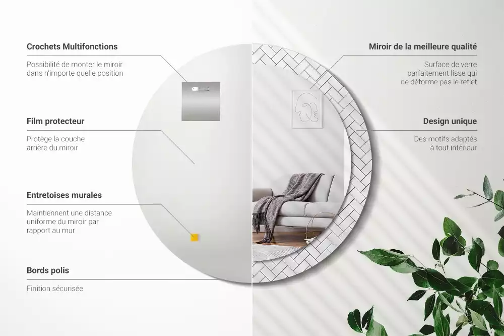 Oglindă cu decor rotundă Model chevron