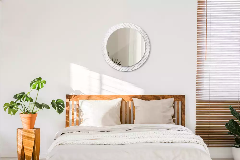 Oglindă cu decor rotundă Model chevron