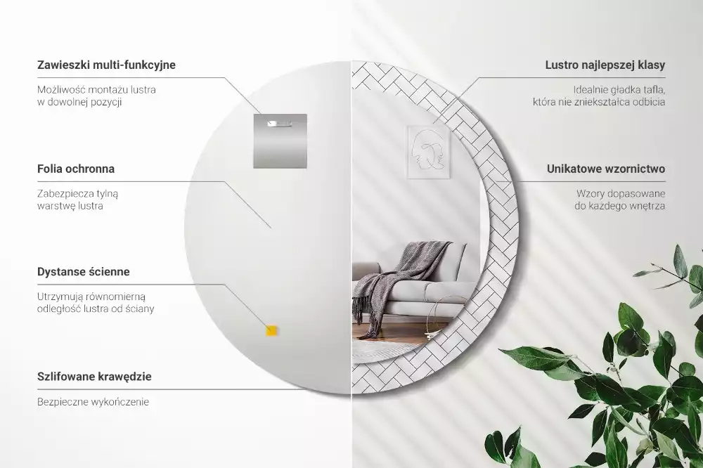 Oglindă cu decor rotundă Model chevron