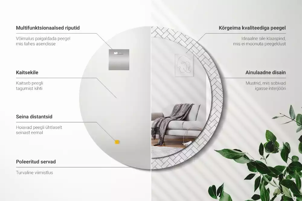 Oglindă cu decor rotundă Model chevron