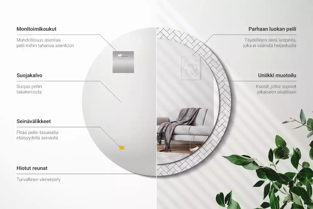 Oglindă cu decor rotundă Model chevron