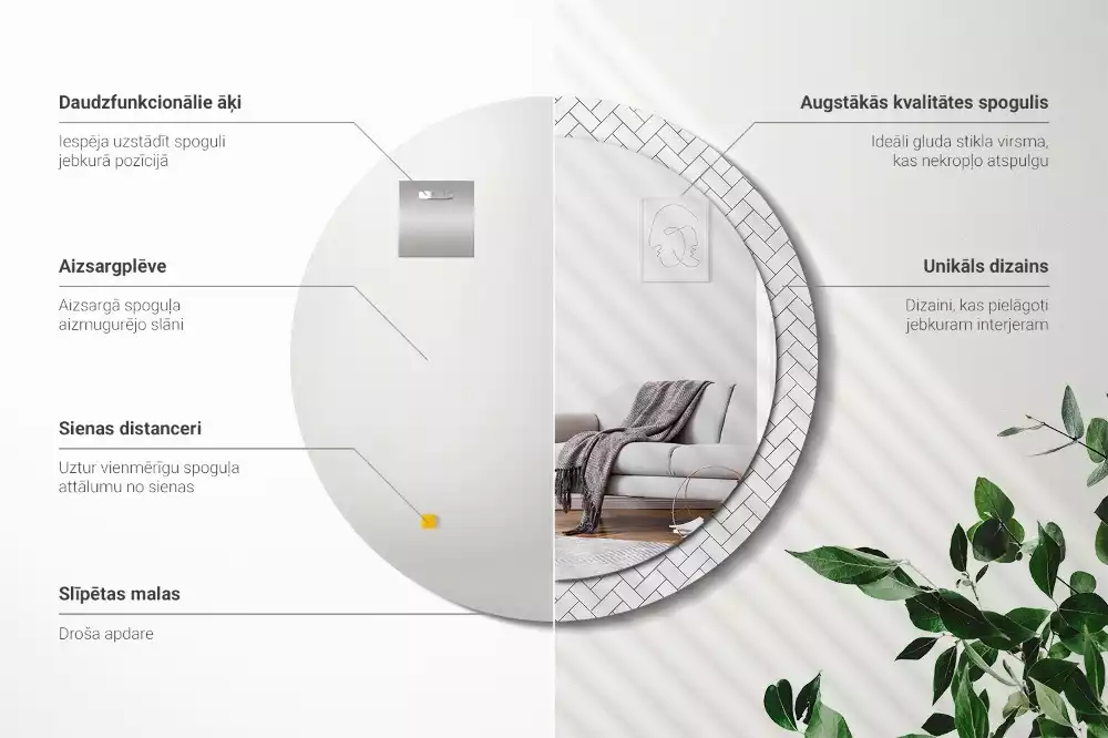 Oglindă cu decor rotundă Model chevron