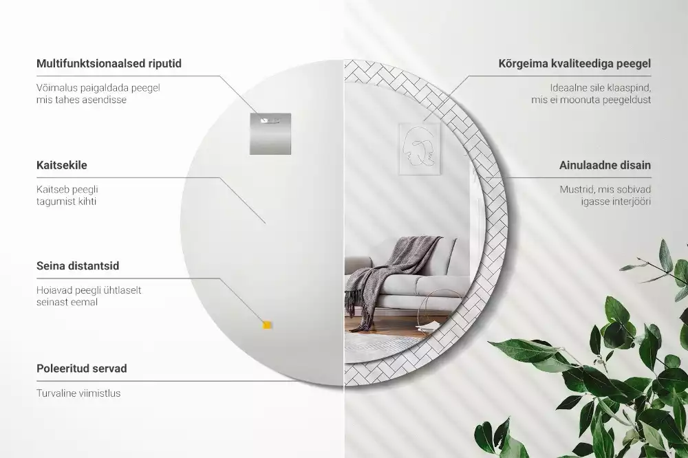 Oglindă cu decor rotundă Model chevron