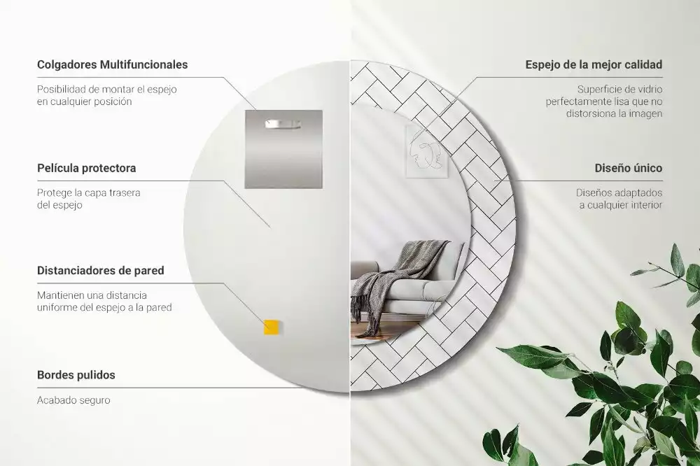 Oglindă cu decor rotundă Model chevron