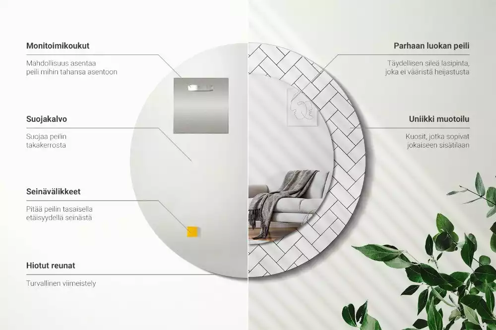 Oglindă cu decor rotundă Model chevron