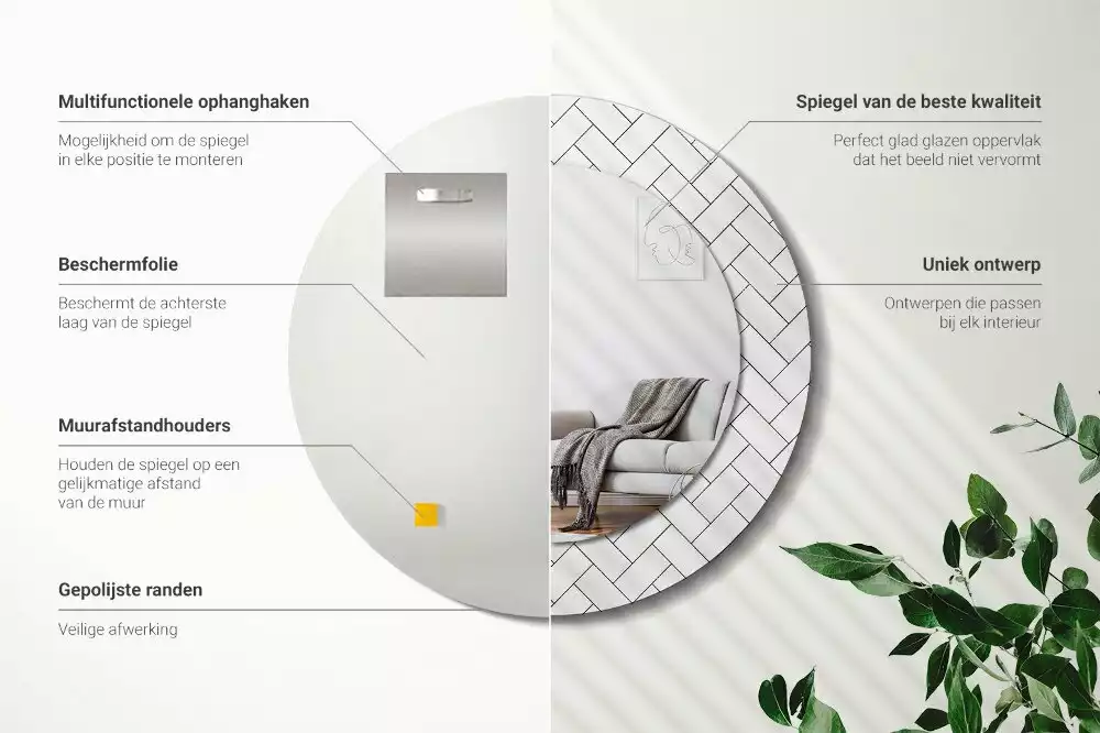 Oglindă cu decor rotundă Model chevron