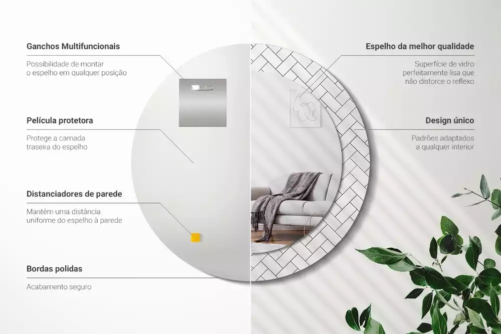 Oglindă cu decor rotundă Model chevron