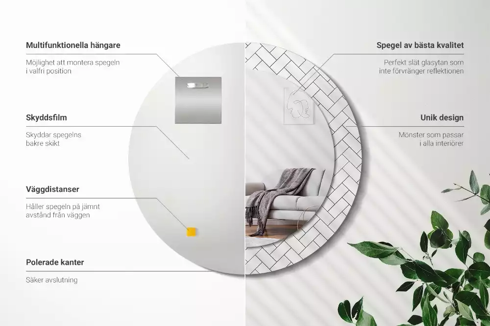 Oglindă cu decor rotundă Model chevron