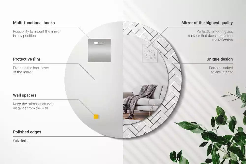 Oglindă cu decor rotundă Model chevron