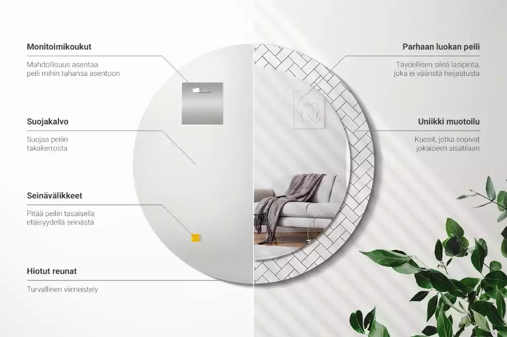 Oglindă cu decor rotundă Model chevron