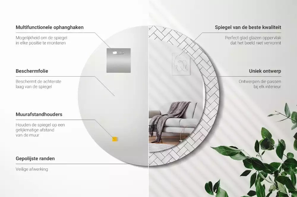 Oglindă cu decor rotundă Model chevron