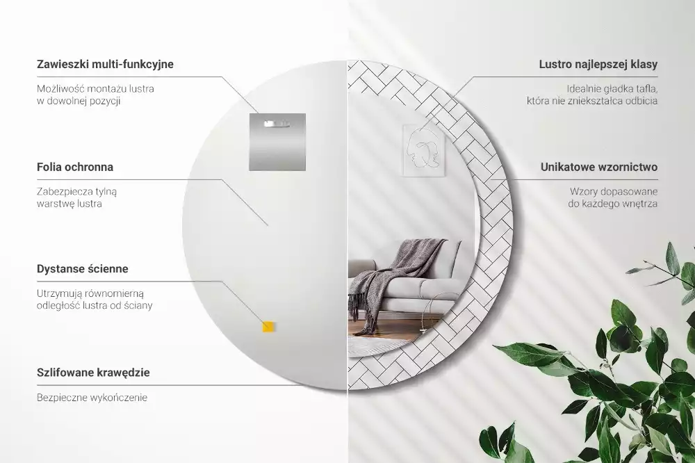 Oglindă cu decor rotundă Model chevron