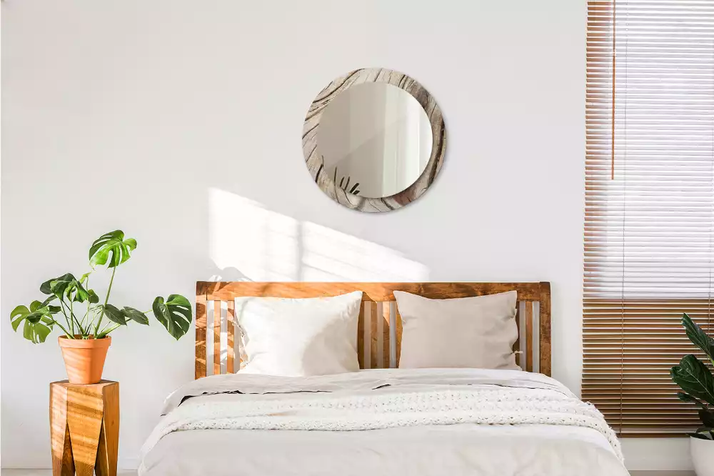 Oglindă rotundă imprimată Lemn crăpat