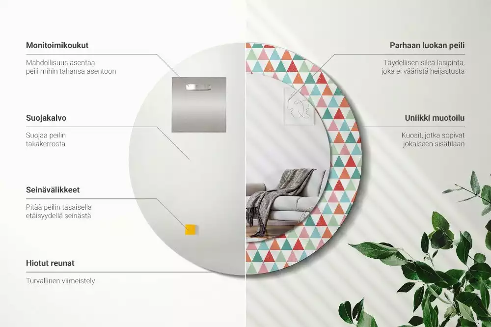 Oglindă rotundă imprimată Model geometric