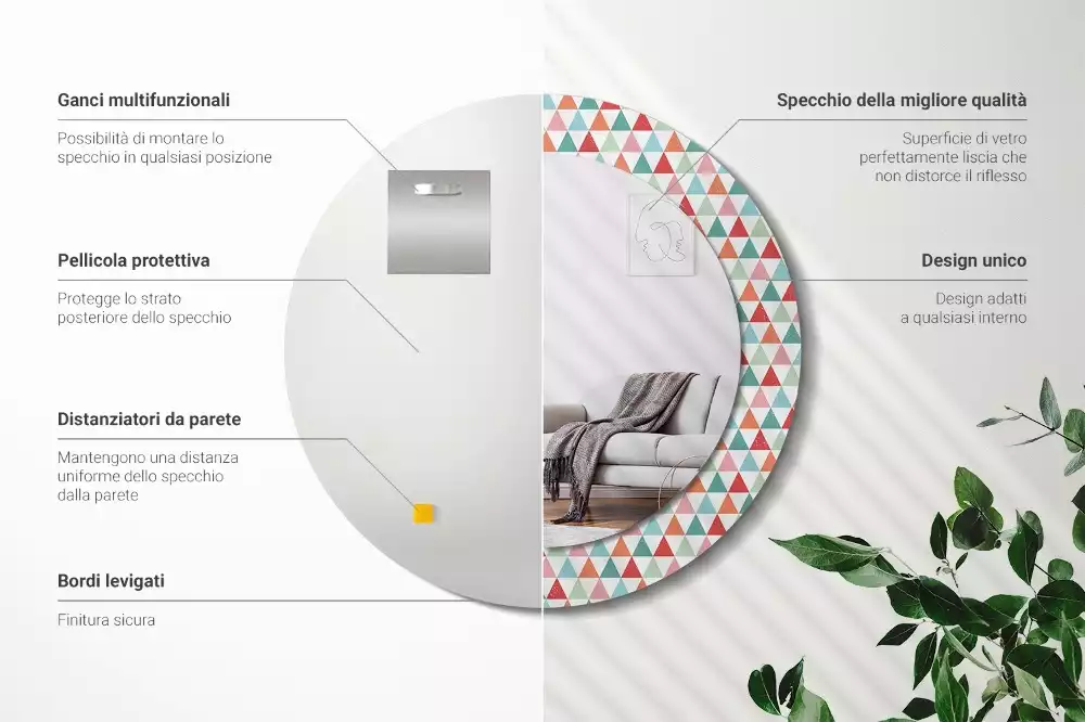 Oglindă rotundă imprimată Model geometric