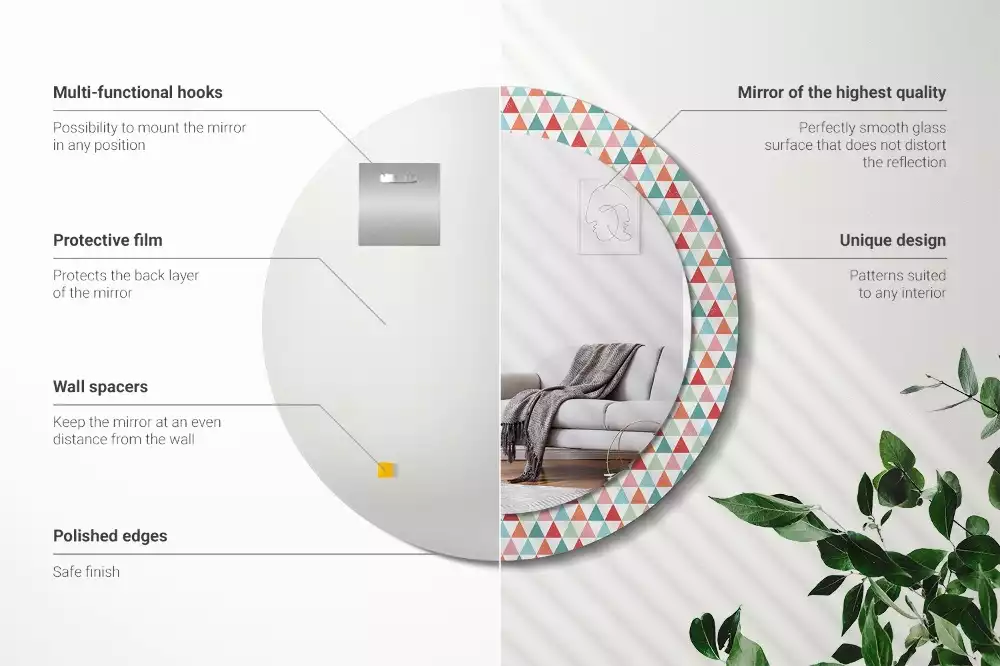 Oglindă rotundă imprimată Model geometric