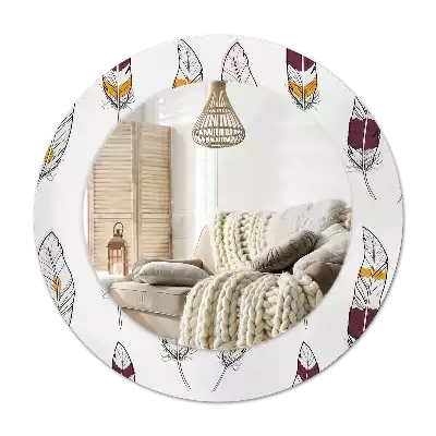 Oglindă cu decor rotundă Pene