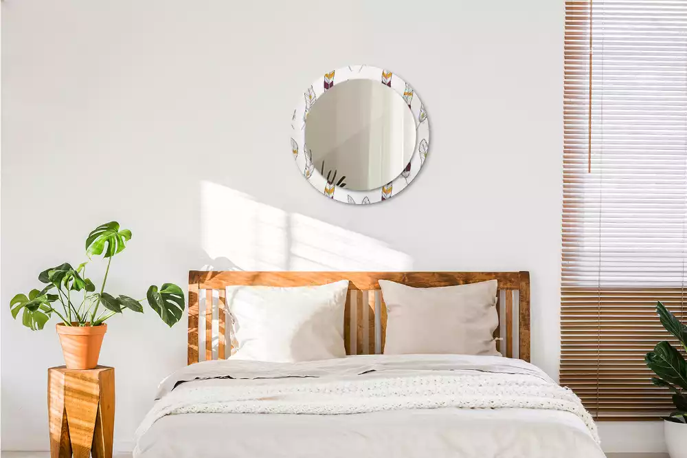 Oglindă cu decor rotundă Pene