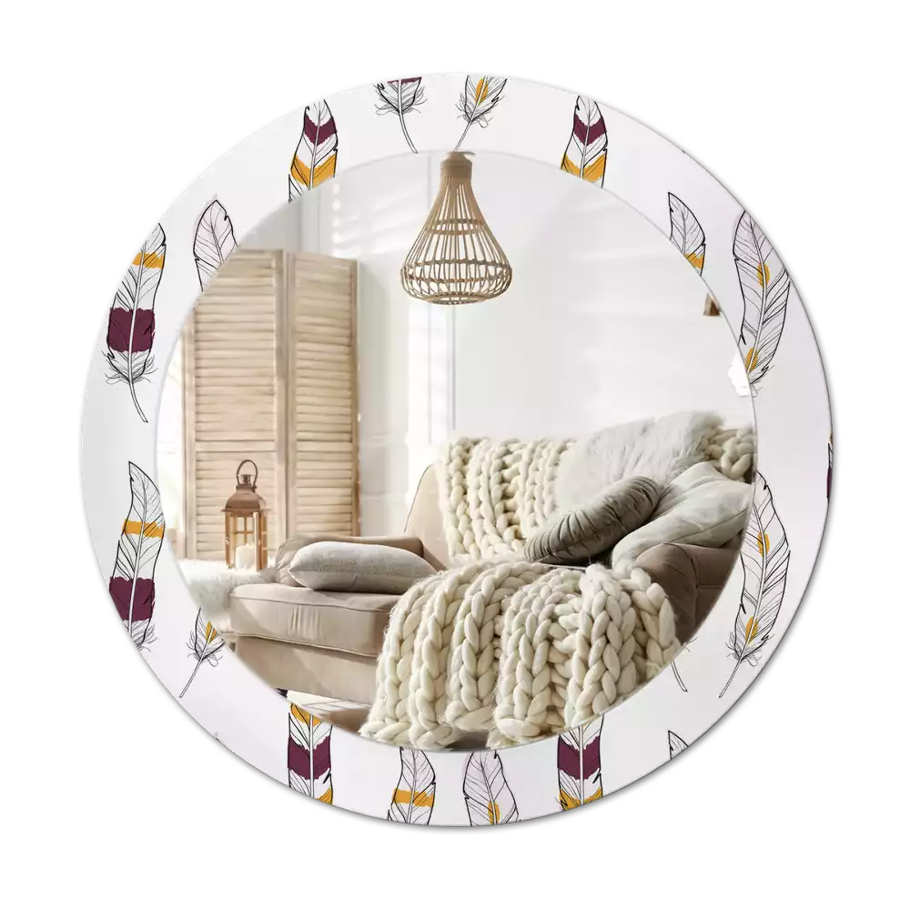 Oglindă cu decor rotundă Pene