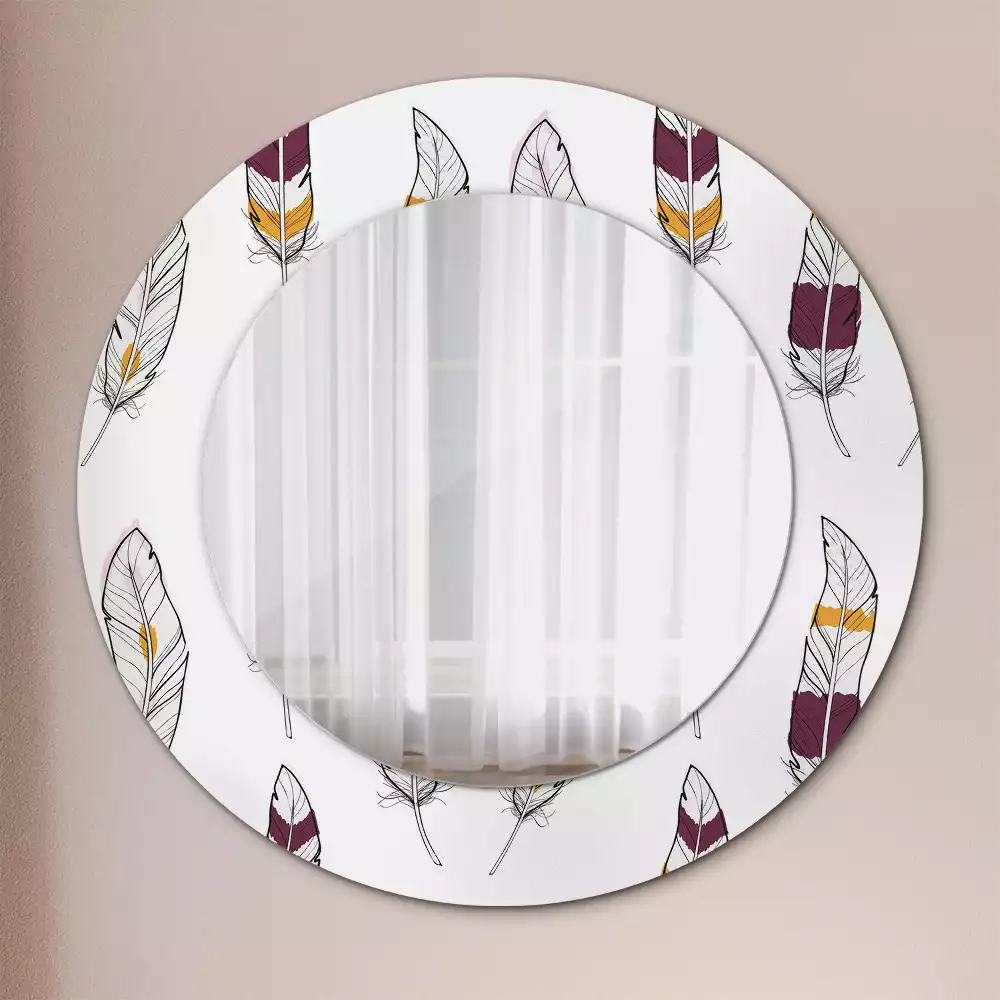 Oglindă cu decor rotundă Pene