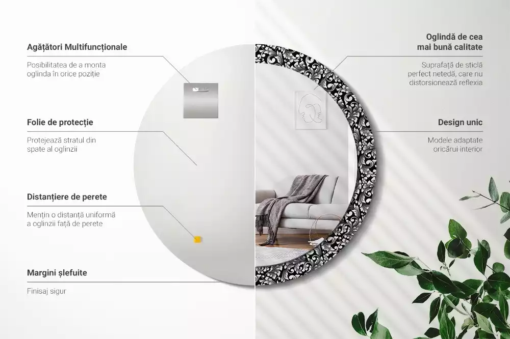 Oglindă cu decor rotundă Ornament