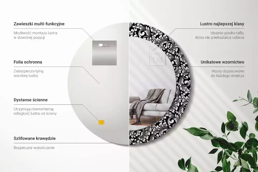 Oglindă cu decor rotundă Ornament