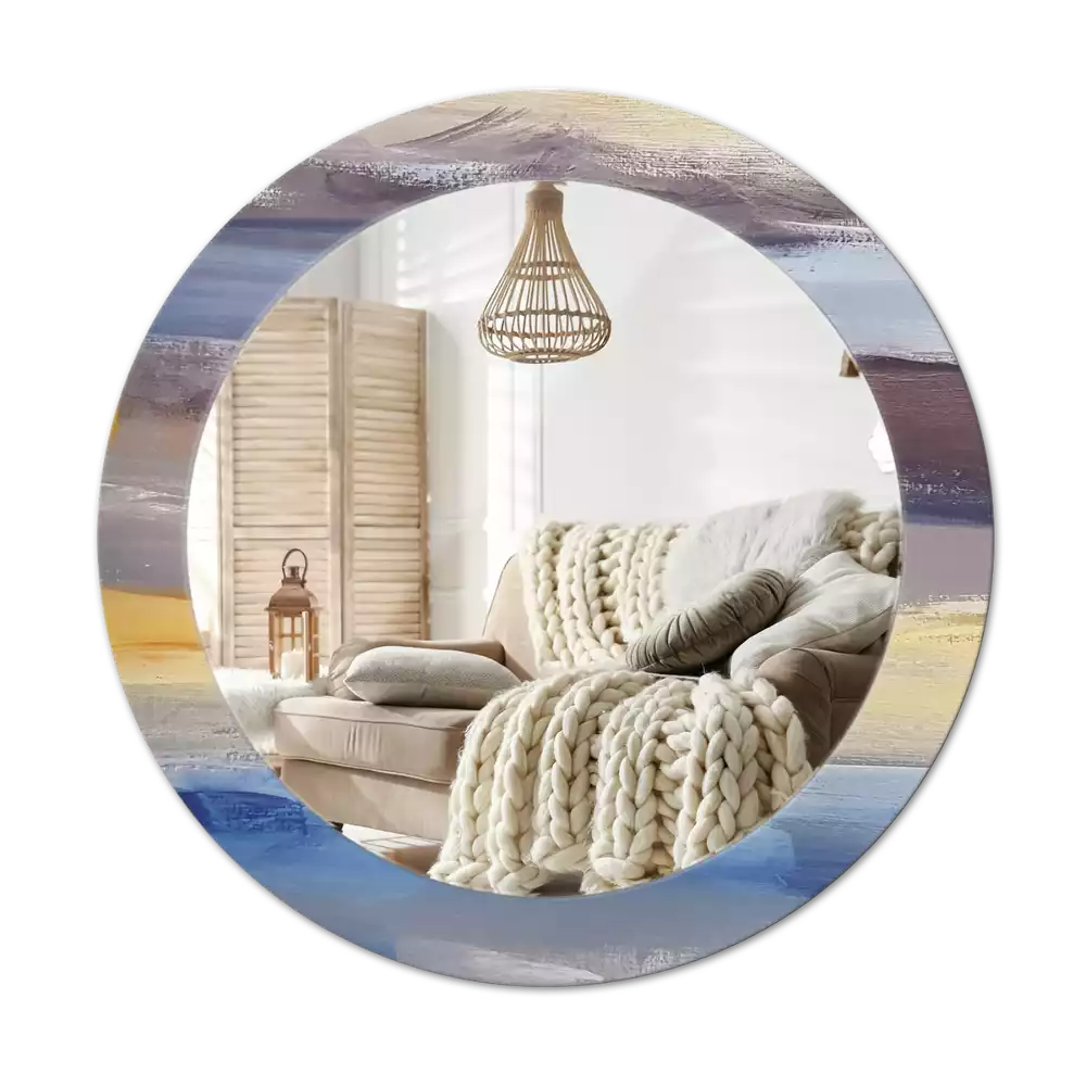 Oglindă rotundă ramă cu imprimeu Pictură abstractă