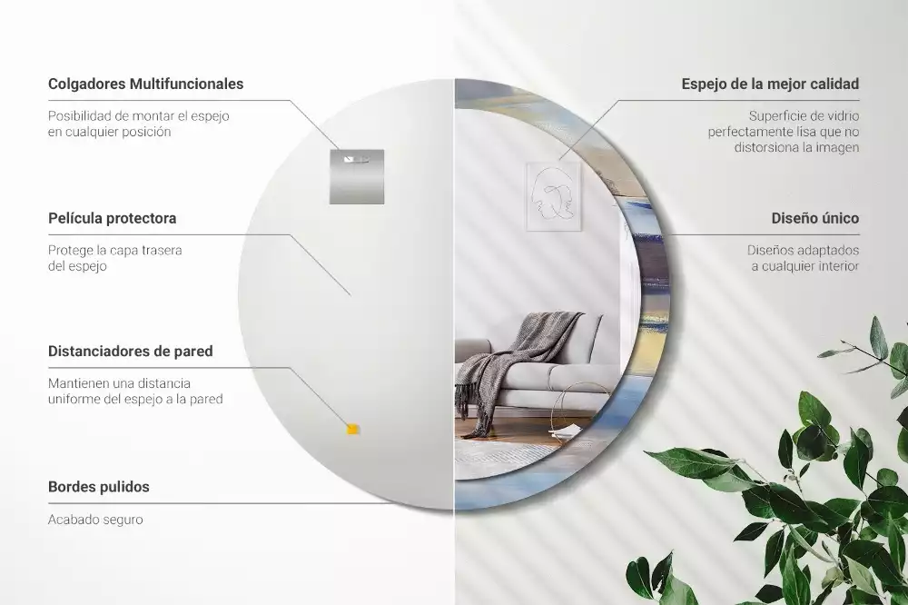 Oglindă rotundă ramă cu imprimeu Pictură abstractă