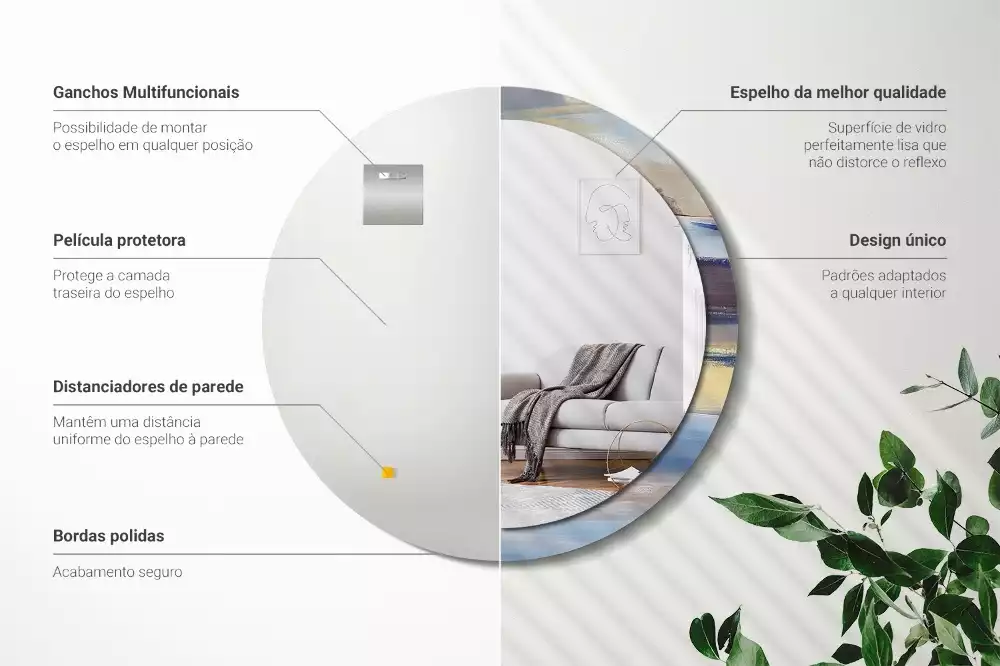 Oglindă rotundă ramă cu imprimeu Pictură abstractă