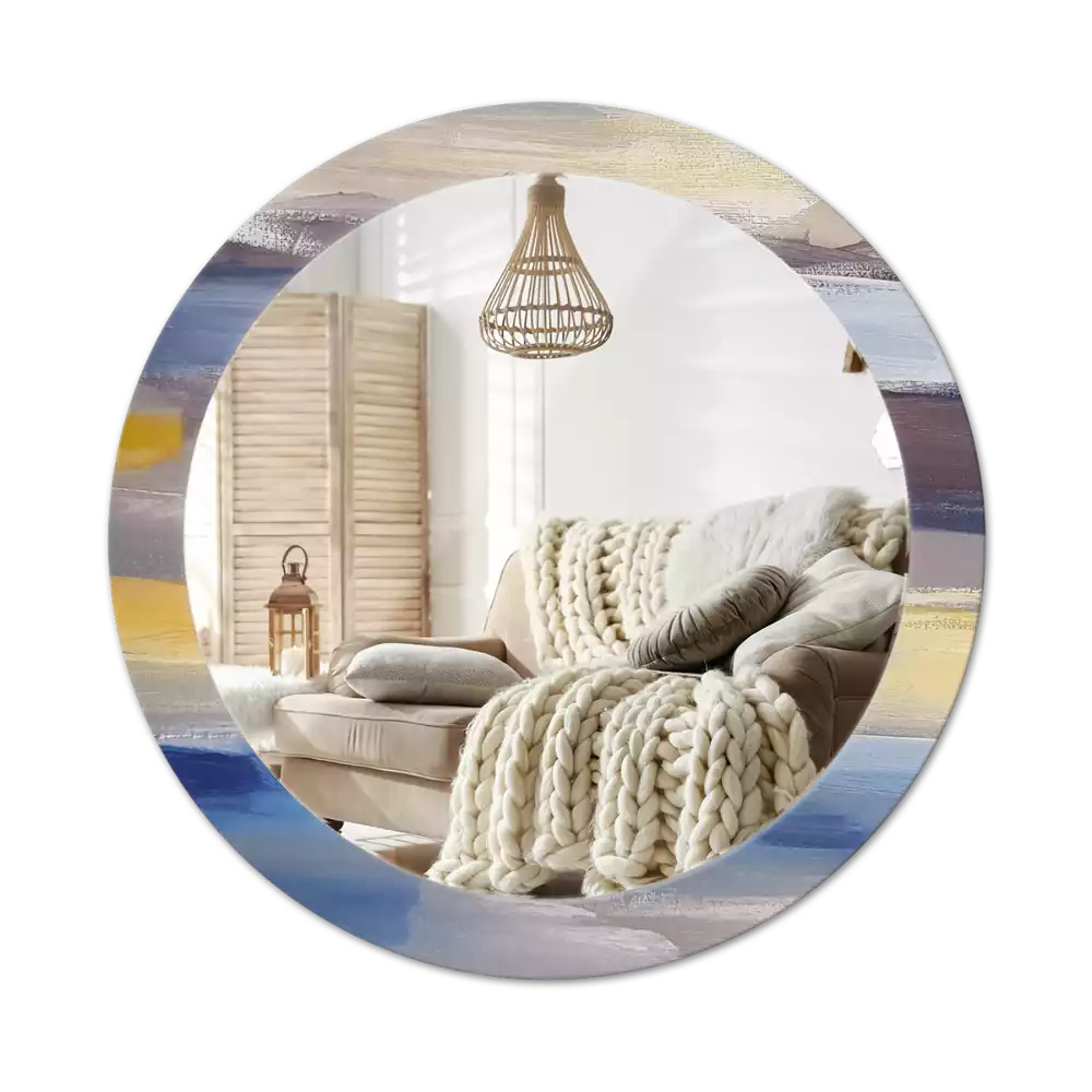 Oglindă rotundă ramă cu imprimeu Pictură abstractă