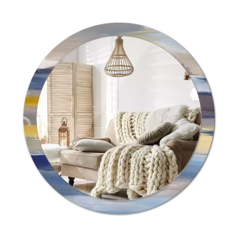 Oglindă rotundă ramă cu imprimeu Pictură abstractă