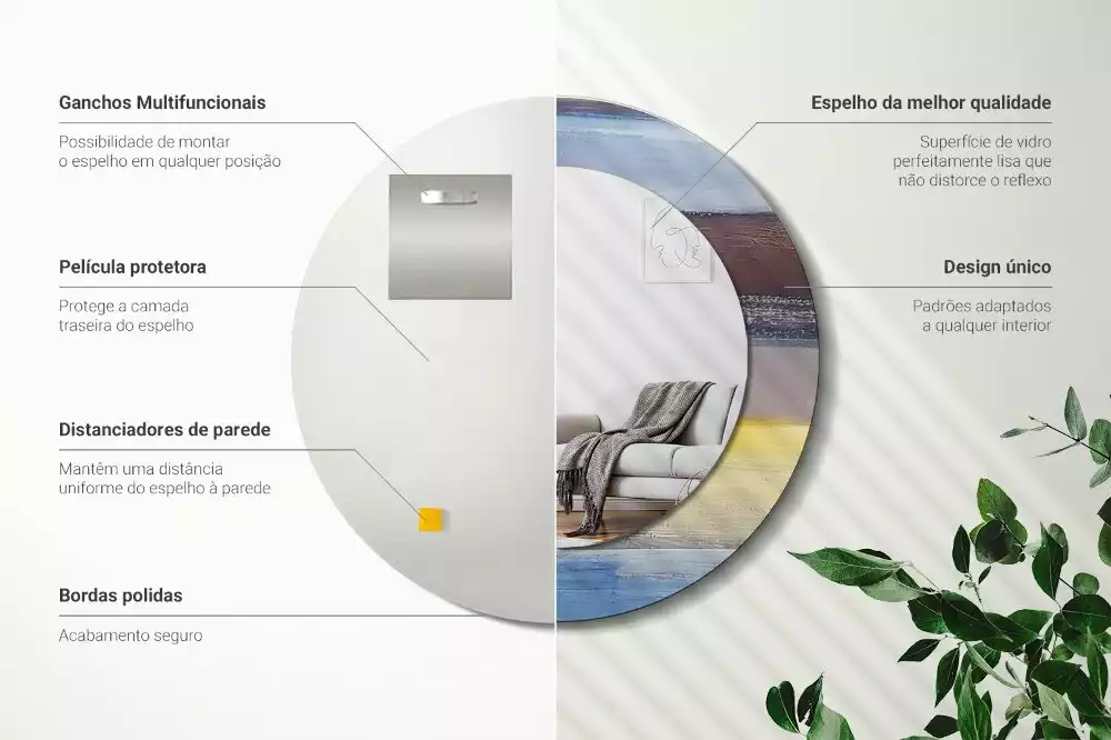 Oglindă rotundă ramă cu imprimeu Pictură abstractă