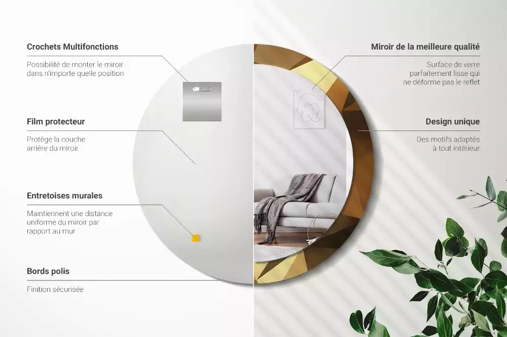 Oglindă cu decor rotundă Model geometric