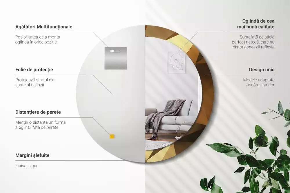 Oglindă cu decor rotundă Model geometric