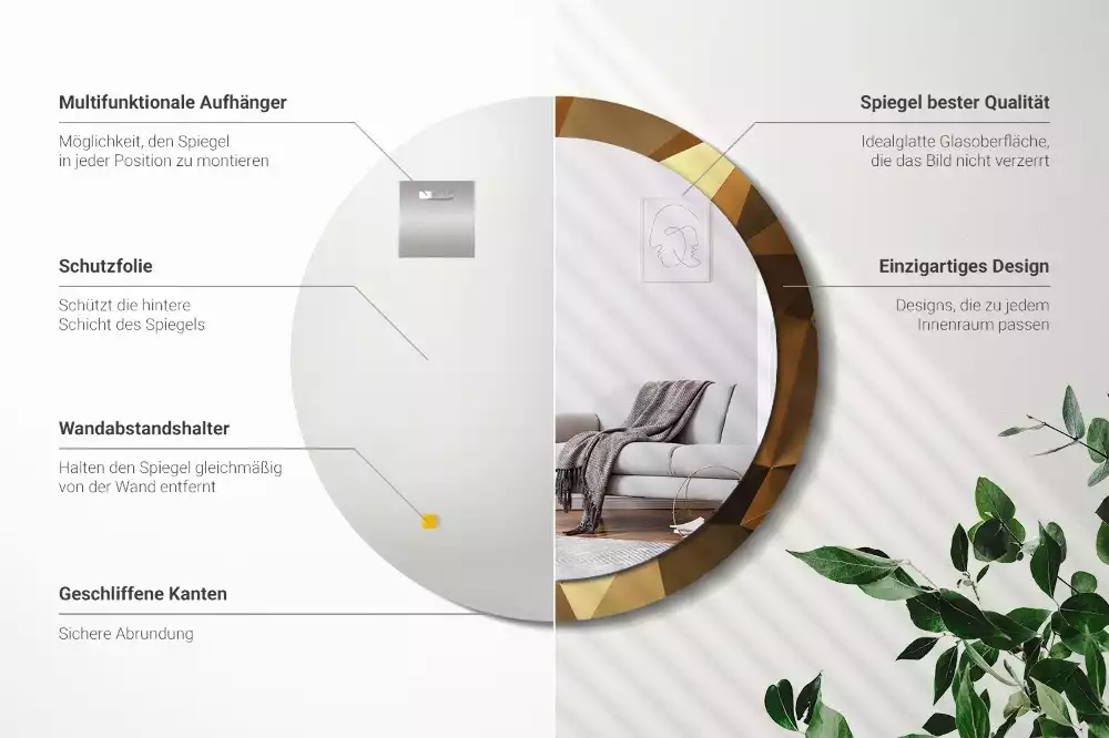 Oglindă cu decor rotundă Model geometric