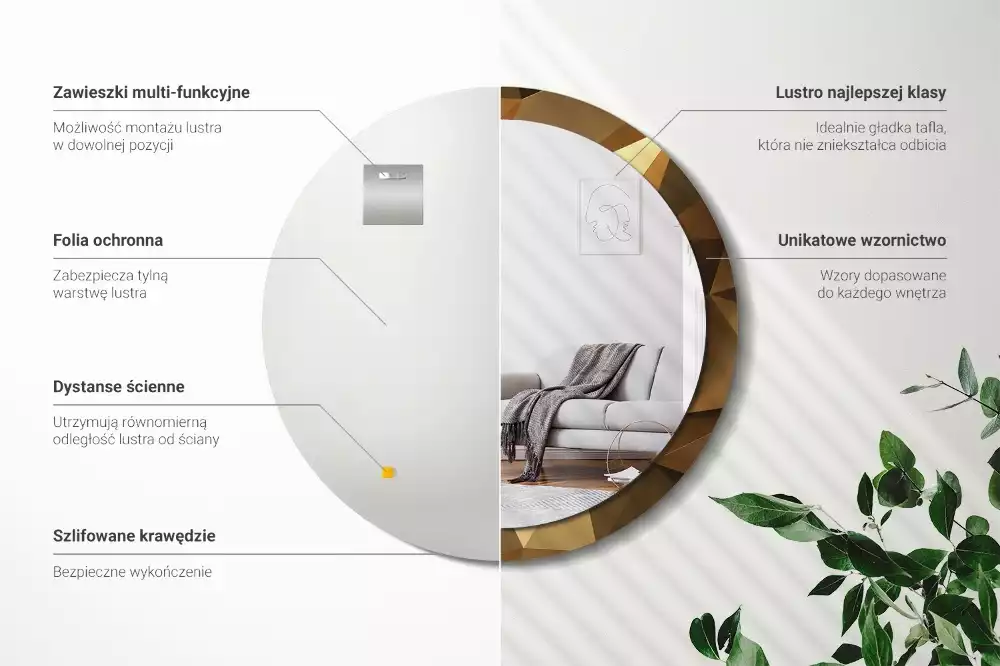 Oglindă cu decor rotundă Model geometric