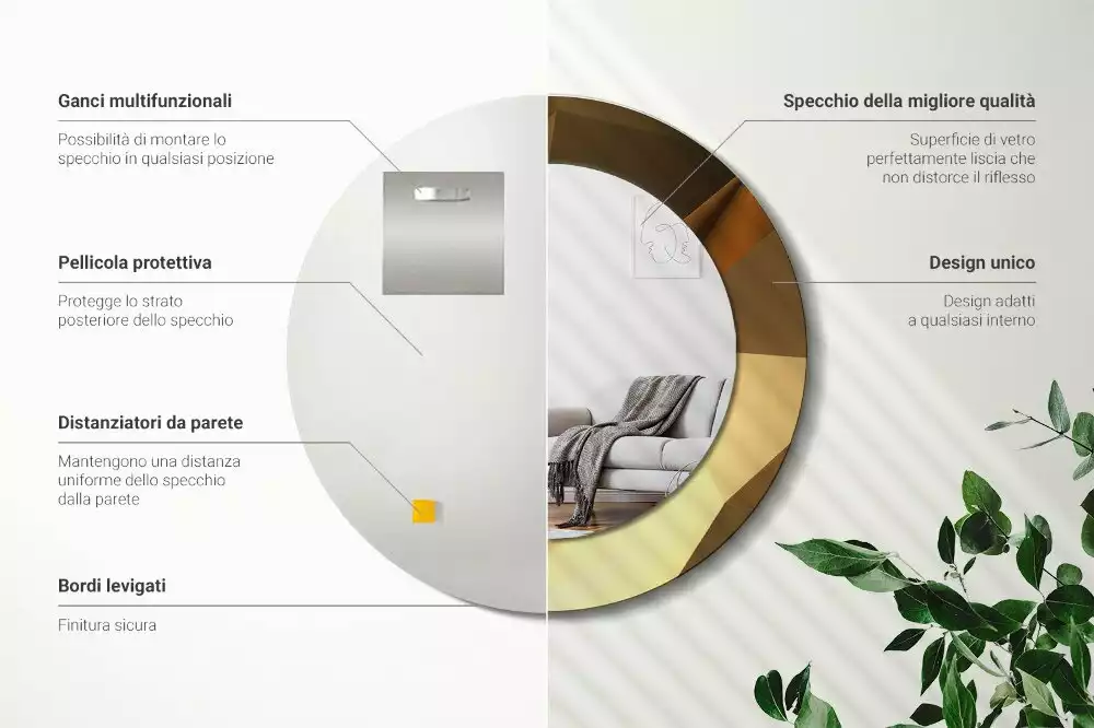 Oglindă cu decor rotundă Model geometric