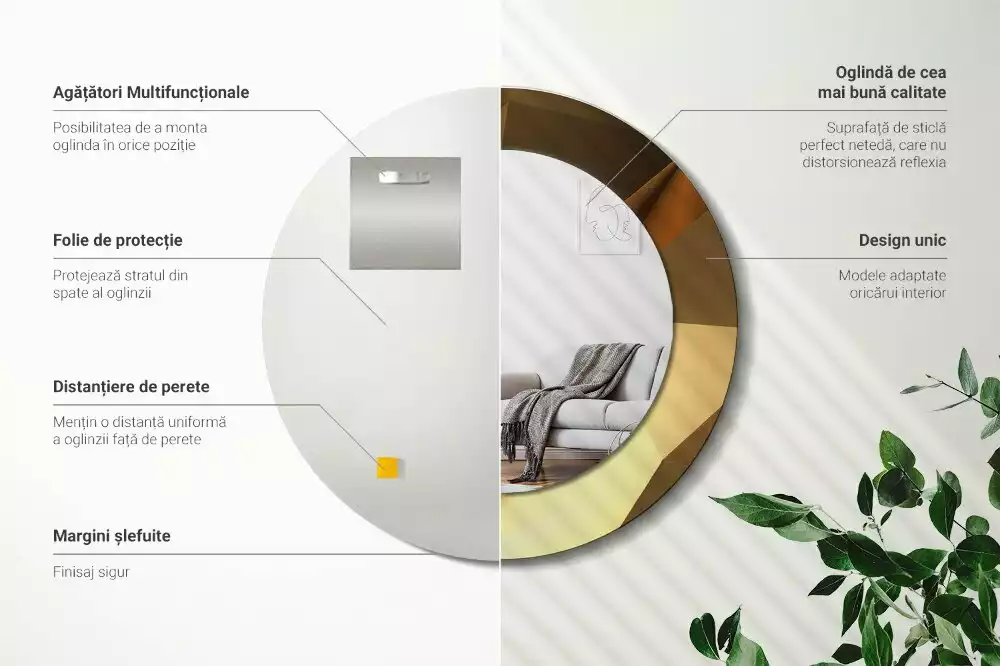 Oglindă cu decor rotundă Model geometric